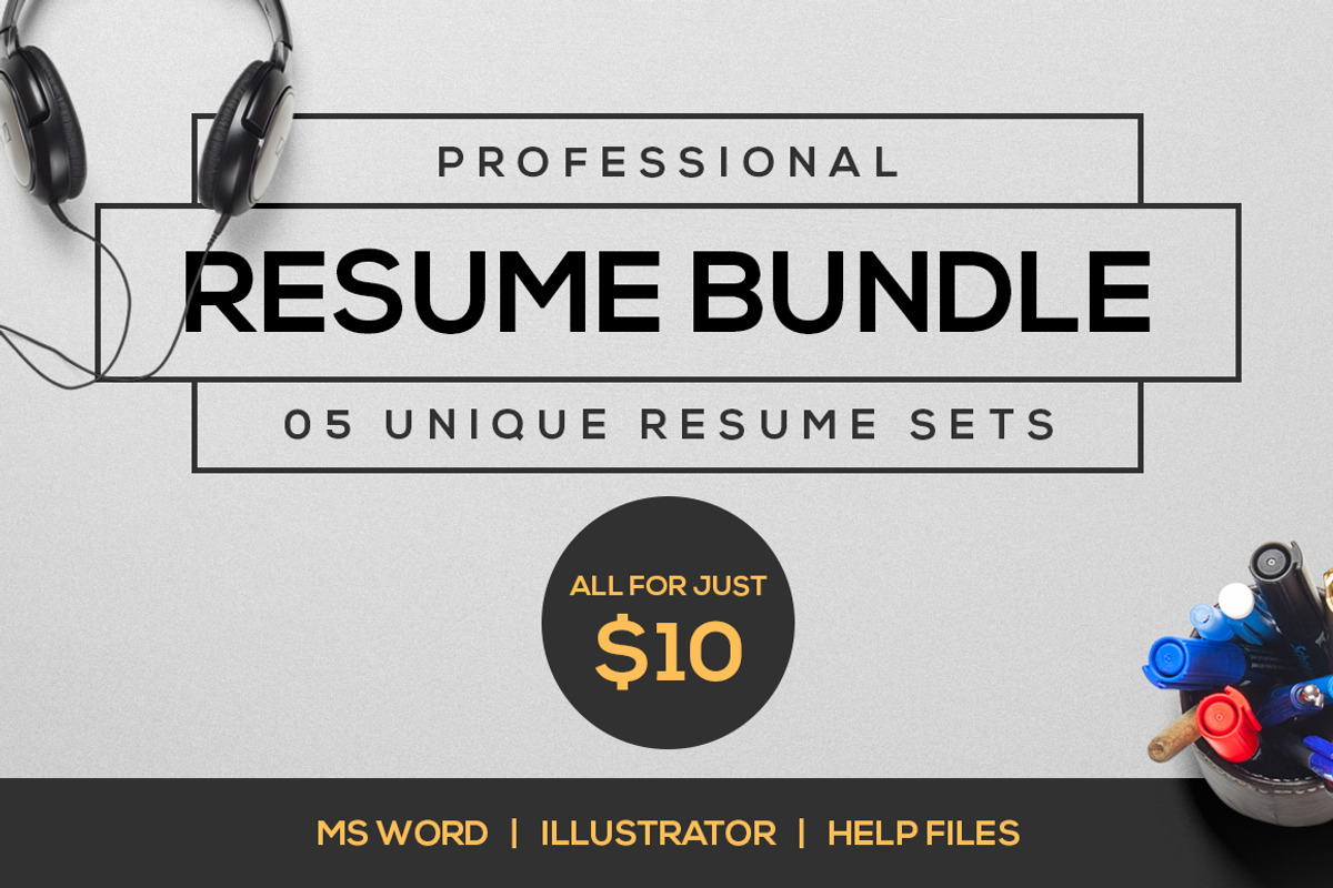 Professional resume bundle v1, a Resume Template by GraphicsEgg (Photo 1 of 6)