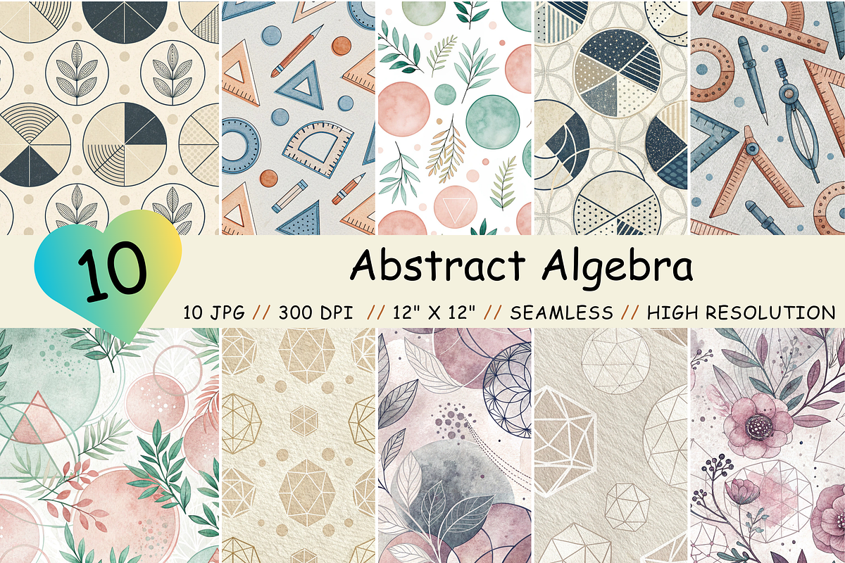 Abstract Algebra Seamless Pattern, a Pattern Graphic by FloridPrintables (Photo 1 of 11)