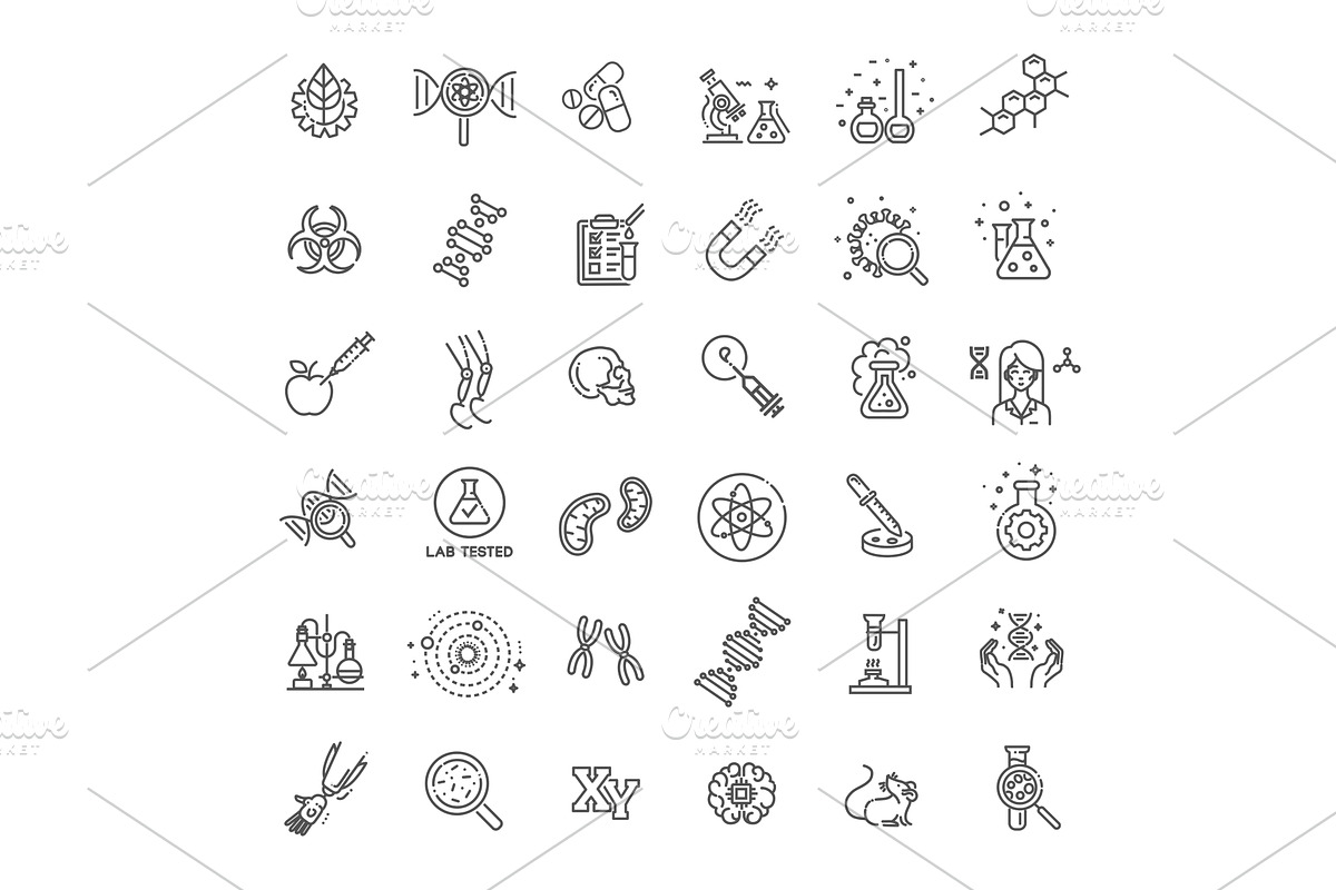 Bioengineering outline Icons, an Illustration by Tettygreen