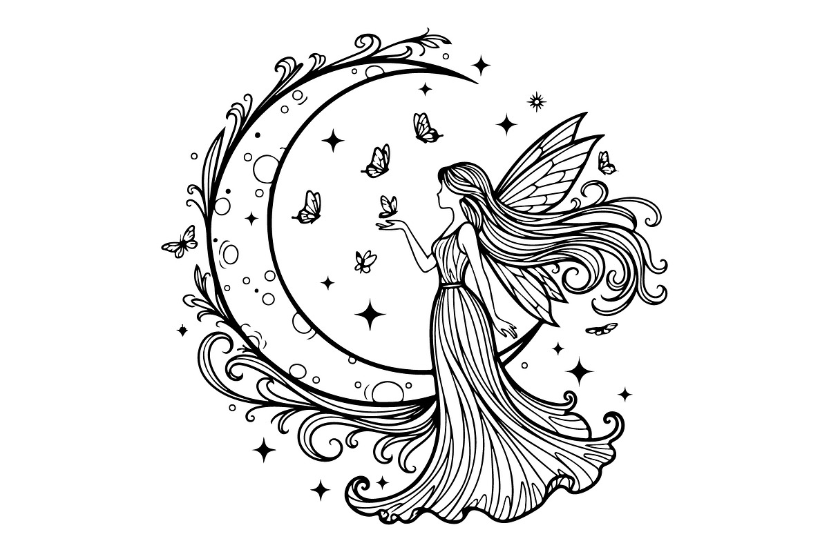 Fairy Moon Butterfly Silhouette, an Object Illustration by Gaye Art (Photo 29 of 31)