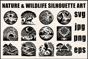 Black Nature & Wildlife Art Bundle, an Object Graphic by Designer_Momina