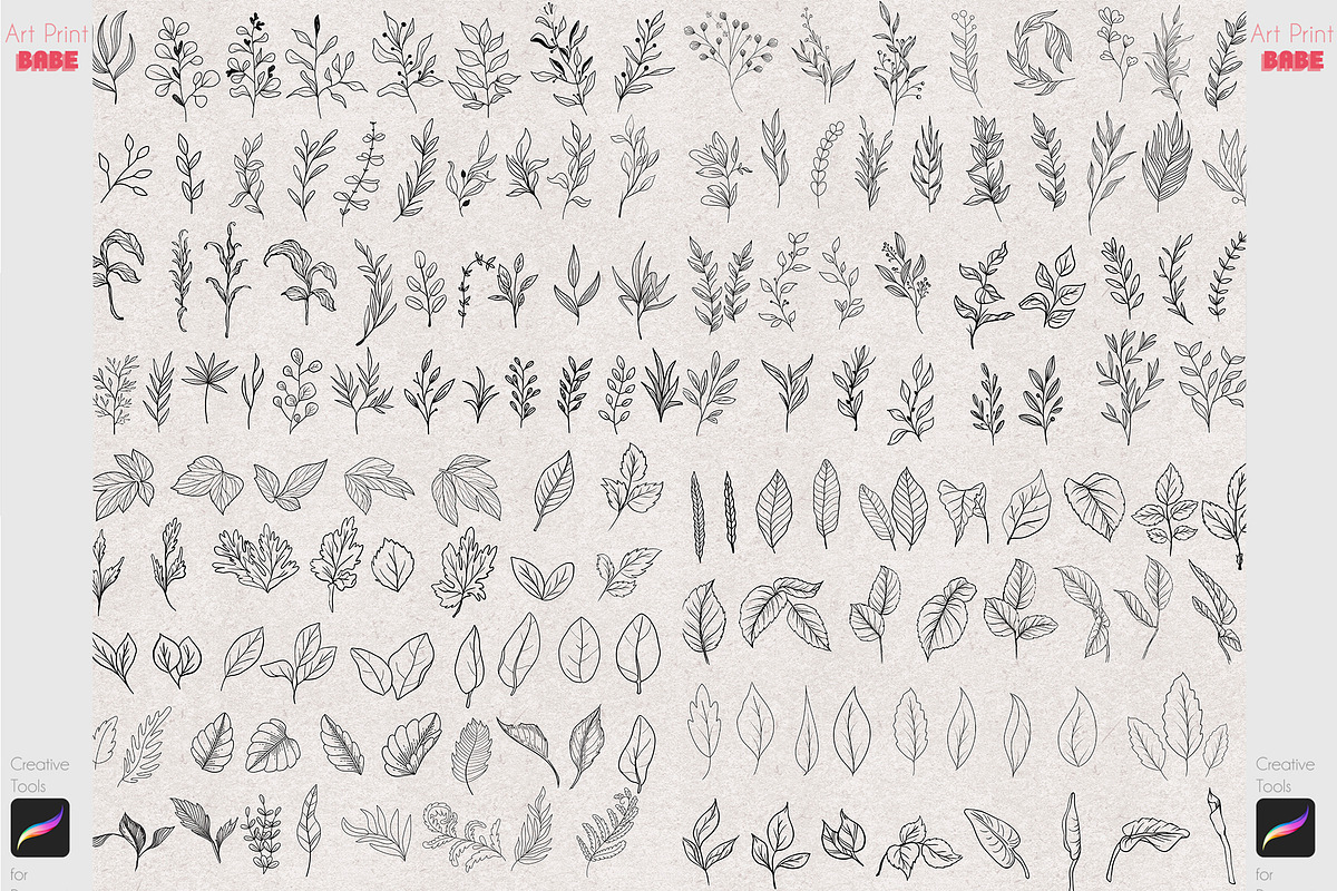 Procreate Botanical Stamp Flower Art, a Brush Add-On by ArtPrintBabe (Photo 4 of 6)
