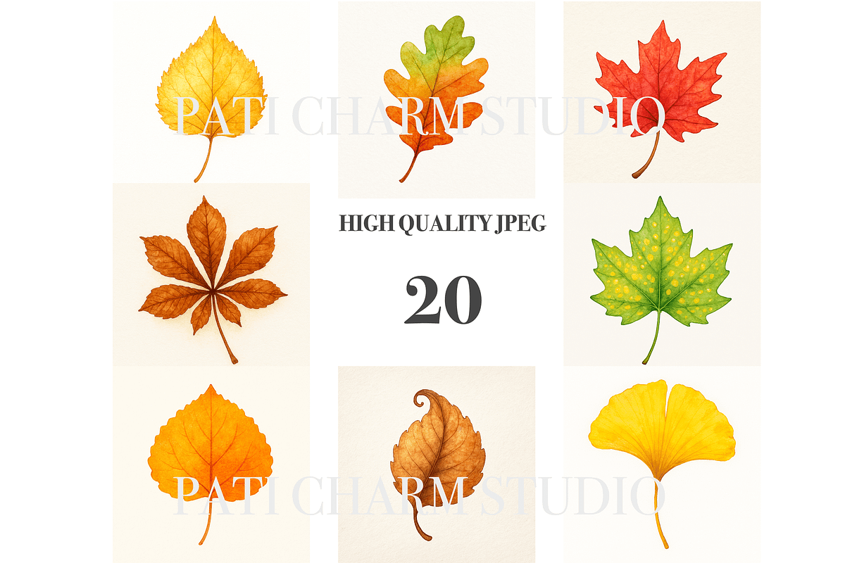 Autumn Leaf Clipart Bundle, a Decorative Illustration by Pati Charm Studio (Photo 2 of 8)