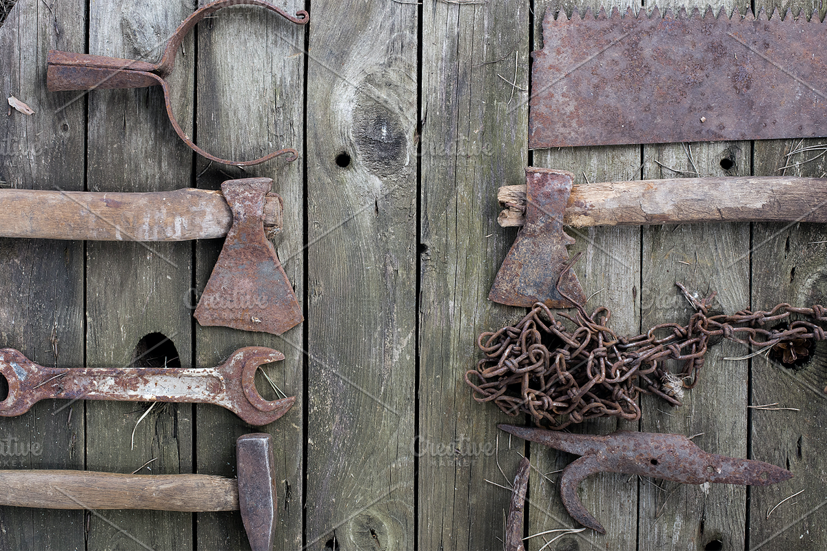 old hand tools of labor flat lay, an Industrial Photo by VetalStock (Photo 2 of 11)