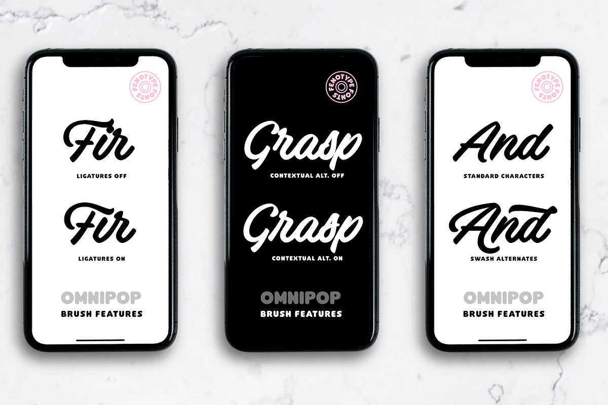 Omnipop Type Family Intro offer, a Script Font by Fenotype (Photo 5 of 12)