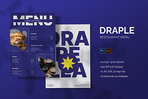 Draple - Restaurant Menu, a Print Template by StreaksideStd