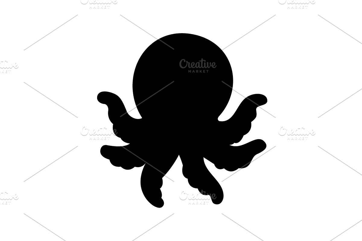 Silhouette of octopus with wavy arms, an Animal Illustration by GraphiShop