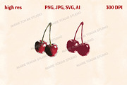 Retro Cherry Illustrations PNG & SVG, an Object Graphic by Marie T (Thumbnail 5 of 12)