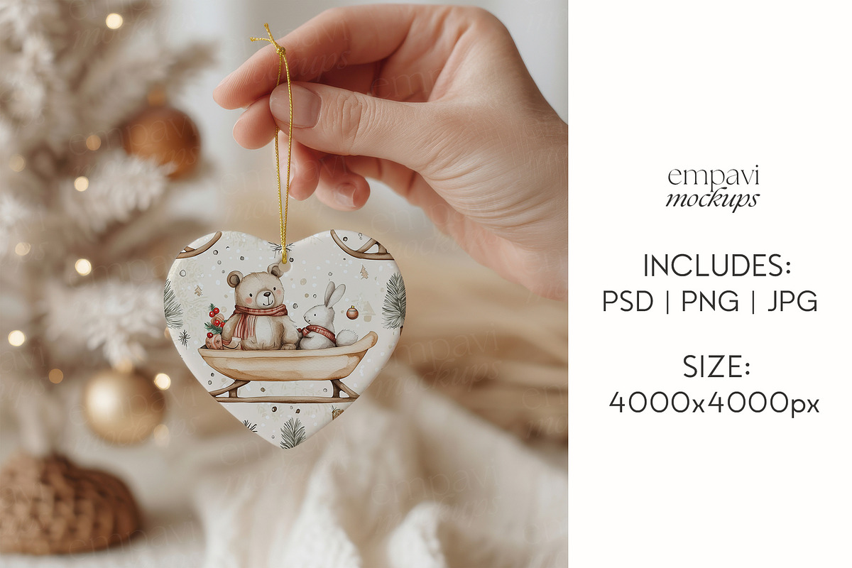 Ceramic Heart Ornament Mockup, a Merchandise Mockup by EmpaviMockups (Photo 4 of 8)