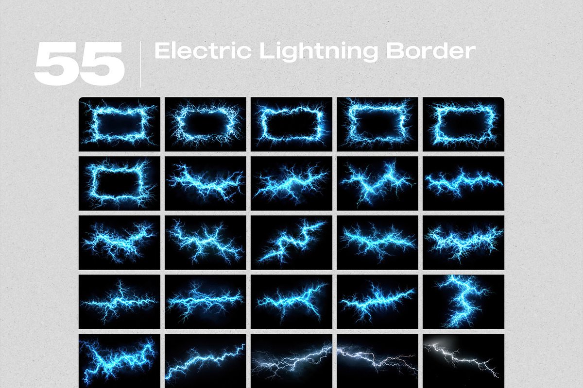 Electric Lightning Border Overlays, a Texture Graphic by PhotoSpirit (Photo 8 of 8)