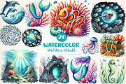 Undersea watercolor clipart, an Illustration by CreationArt (Thumbnail 1 of 5)