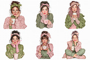 Whimsical Valentine Coffee Girl Clip, an Illustration by Libby Wishes (Thumbnail 4 of 7)
