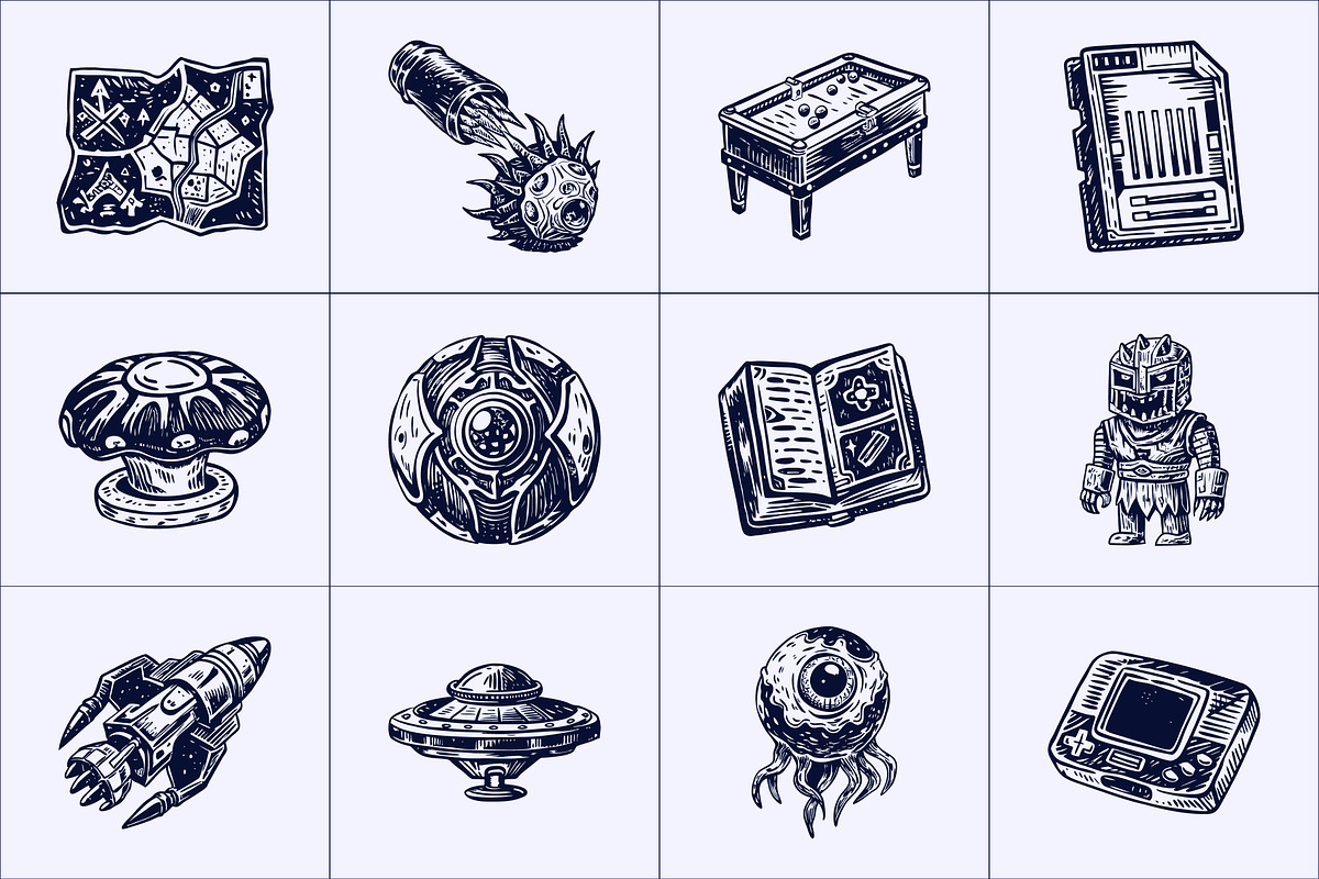 Vintage Game Illustration Set, a Technology Illustration by Prosymbols (Photo 6 of 8)