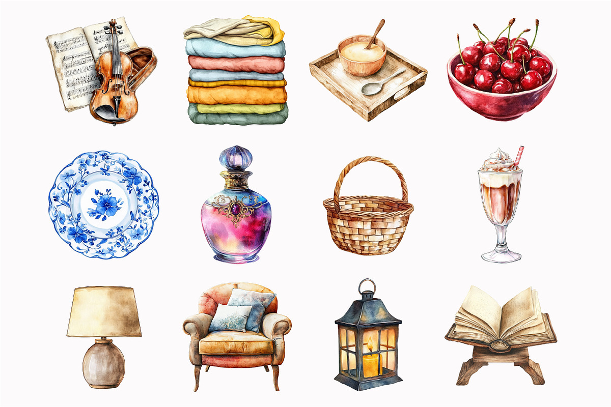Watercolor Quiet Cottage Clipart, an Illustration by Design Market (Photo 2 of 5)