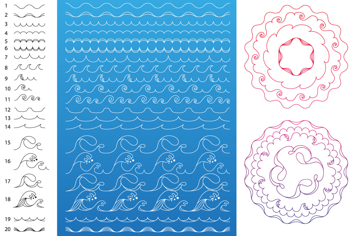 20 brushes waves (Ai) preview 2
