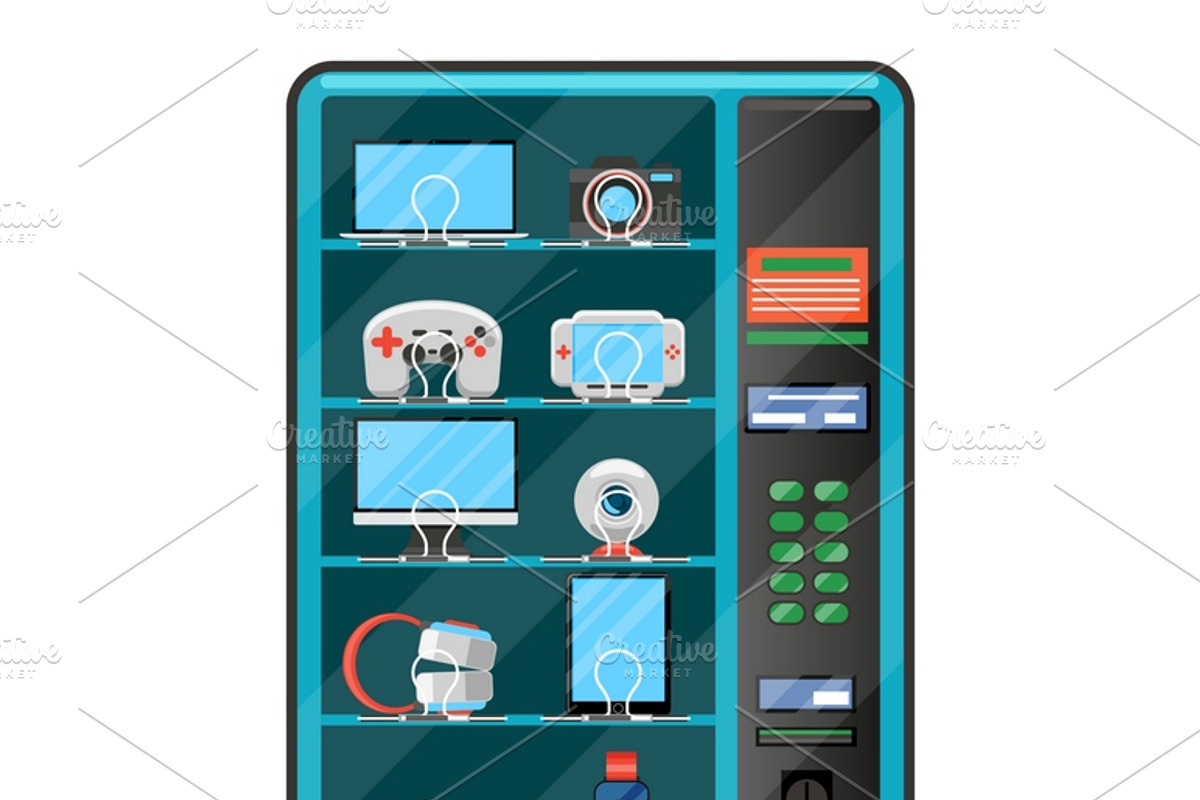 Vector vending machine, a Technology Illustration by Microvector