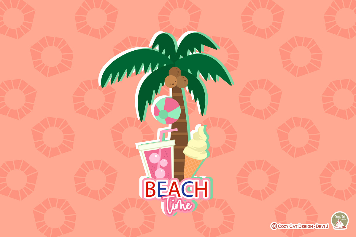 Beach Time Digital Clipart, an Object Illustration by Cozy Cat Design (Photo 2 of 3)