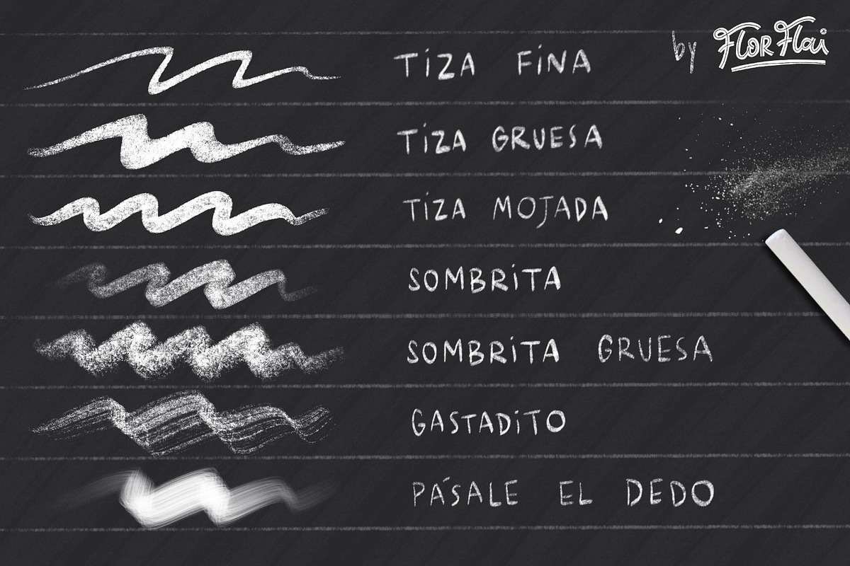 Tiza Brush Set for Procreate (Chalk), a Brush Add-On by Florflai (Photo 2 of 4)