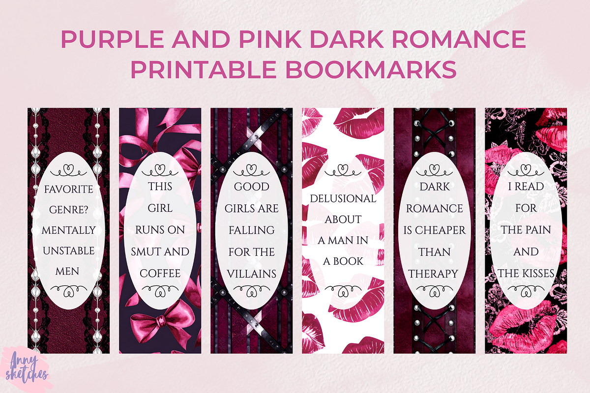 Cute Romantasy Printable Bookmarks, an Object Graphic by Anna Design Studio (Photo 2 of 9)