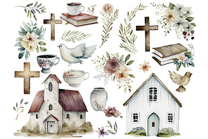 Christian Church Farmhouse Clipart