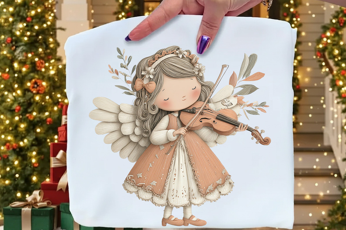 Whimsical Christmas Angel Clipart, an Illustration by Craft Nest (Photo 6 of 9)