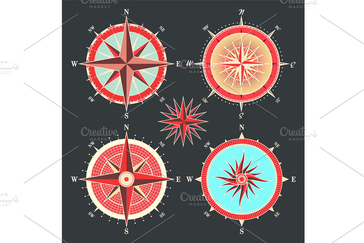Vintage marine wind rose, nautical, an Object Illustration by 32pixels