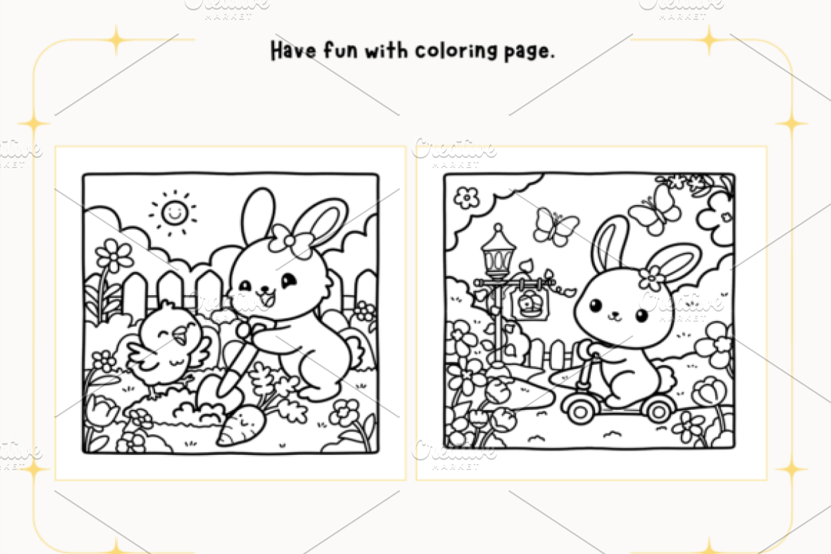 Easter Spring Coloring Pages, a Seasonal Illustration by Design Station (Photo 3 of 4)