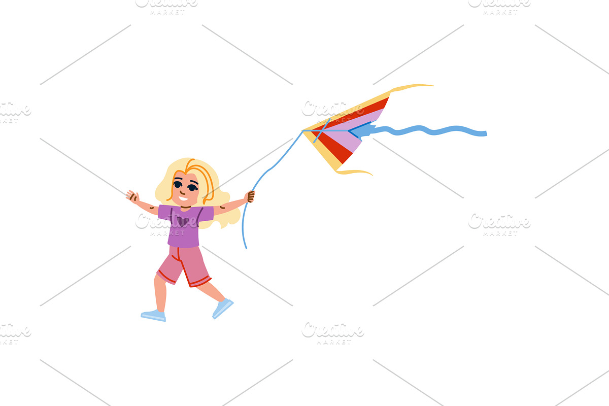 Happy child running and playing with, an Illustration by pikepicture