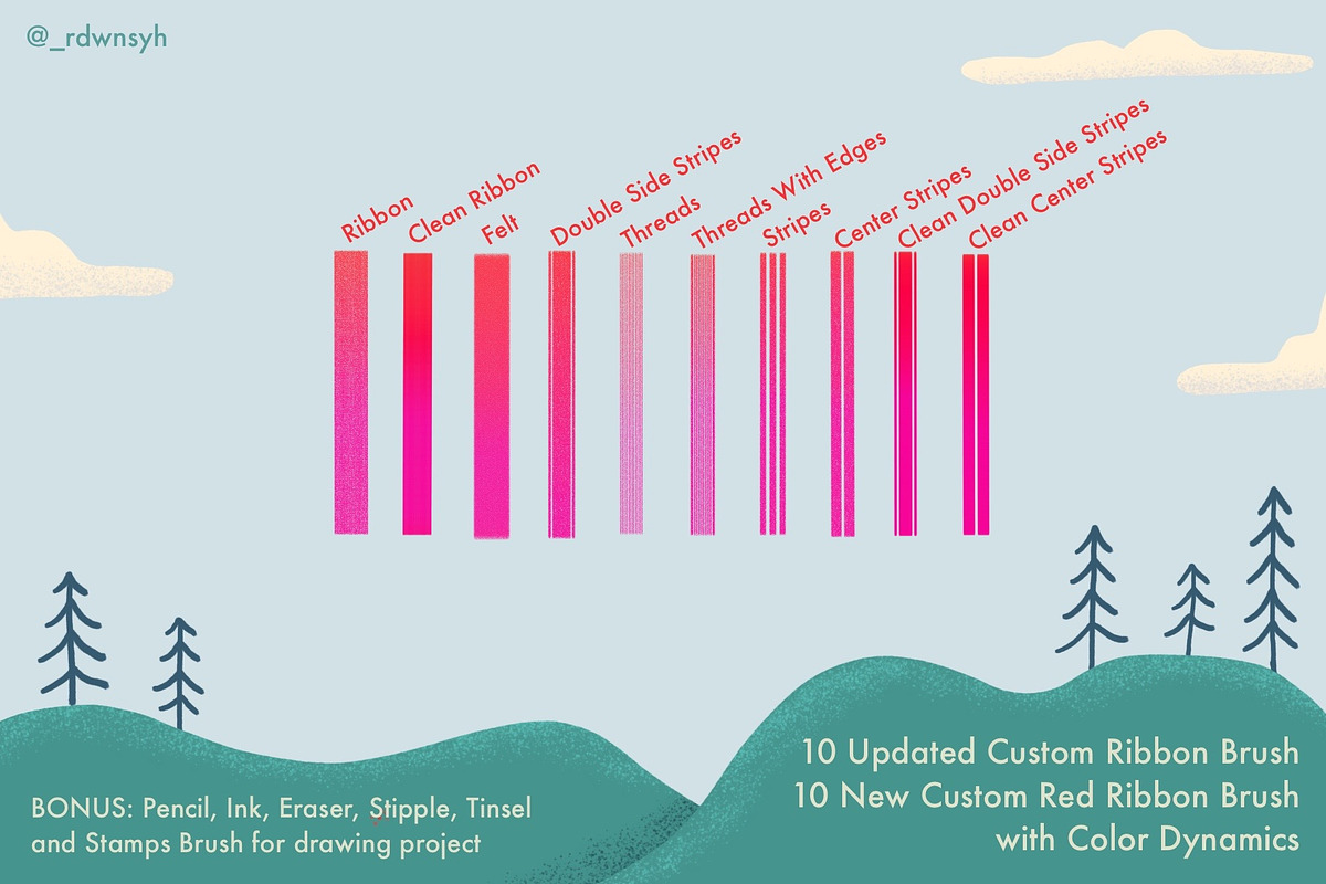 NEW Red Ribbon Brush for Procreate preview 7