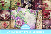 Burgundy Dream Ephemera Papers, a Pattern Graphic by Wow Magic (Thumbnail 1 of 2)