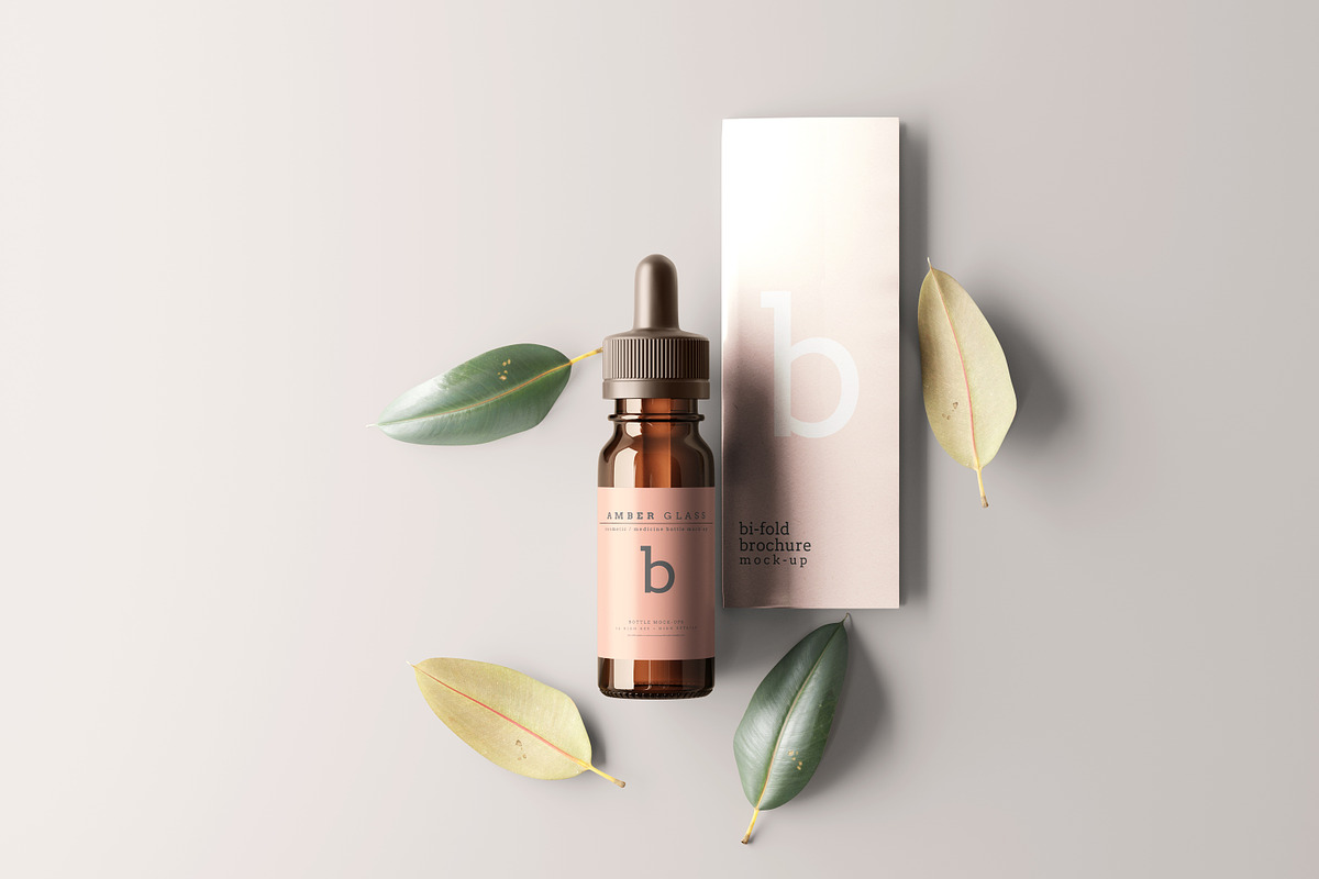 Amber Glass Dropper Bottle Mockups, a Cups & Container Mockup by pmvch (Photo 17 of 20)