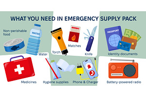 Emergency evacuation supply concept, an Object Illustration by JeanBet