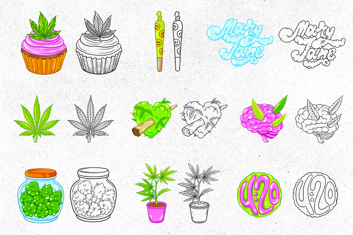 CANNABIS Procreate Stamps, a Brush Add-On by SecondOfJuly (Photo 3 of 6)