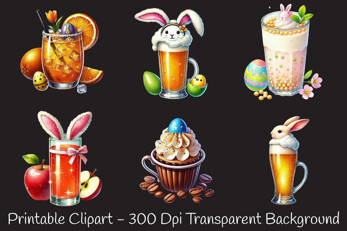 Easter drinks sublimation clipart, an Illustration by RobertsArt (Photo 2 of 7)