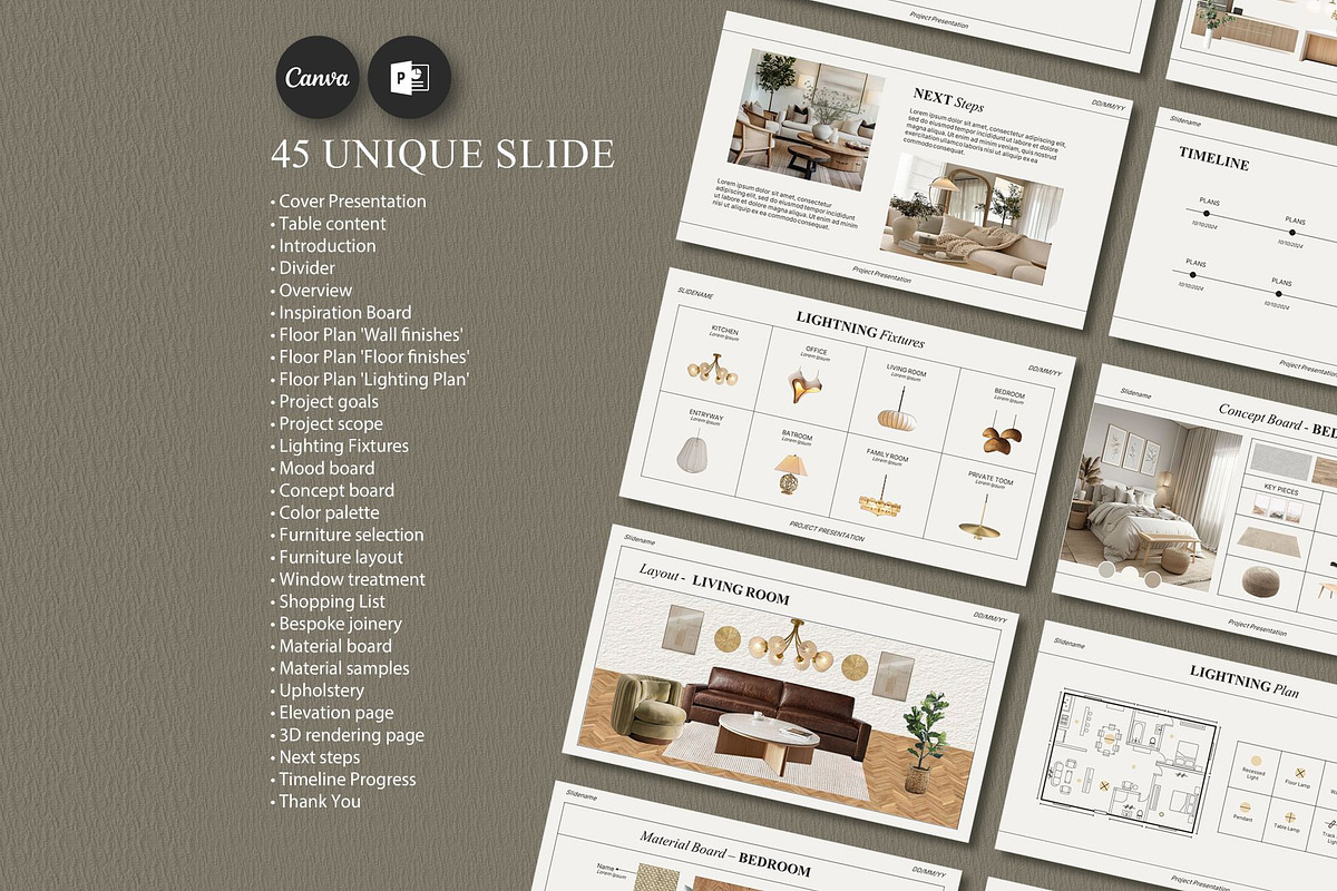Interior Design Presentation Templat, a Presentation Template by SKY CREATION (Photo 2 of 7)
