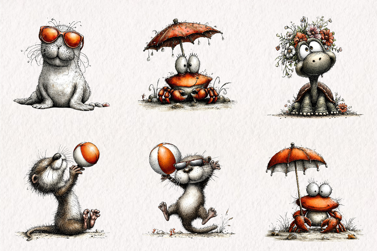 Beach Animals Clipart PNG, an Illustration by CreationArt (Photo 4 of 7)