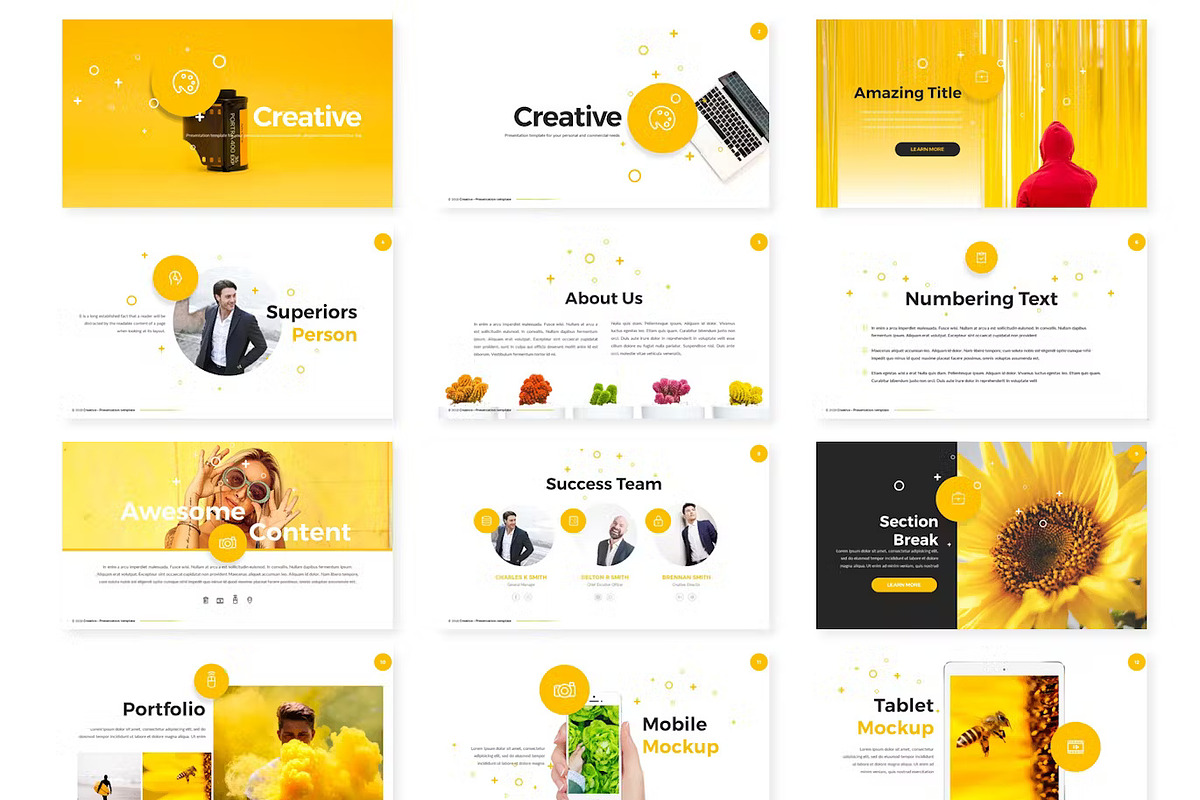 Yellow Creative Slide Template, a Presentation Template by UInstrument (Photo 2 of 3)