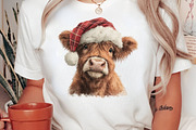 Watercolor Christmas Highland Cow, a Seasonal Illustration by Black Bird Studio (Thumbnail 4 of 7)
