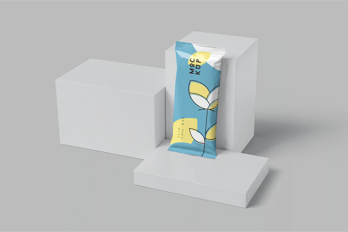 Small Slim Foil Bag Mockups, a Packaging Mockup by megostudi0 (Photo 5 of 7)