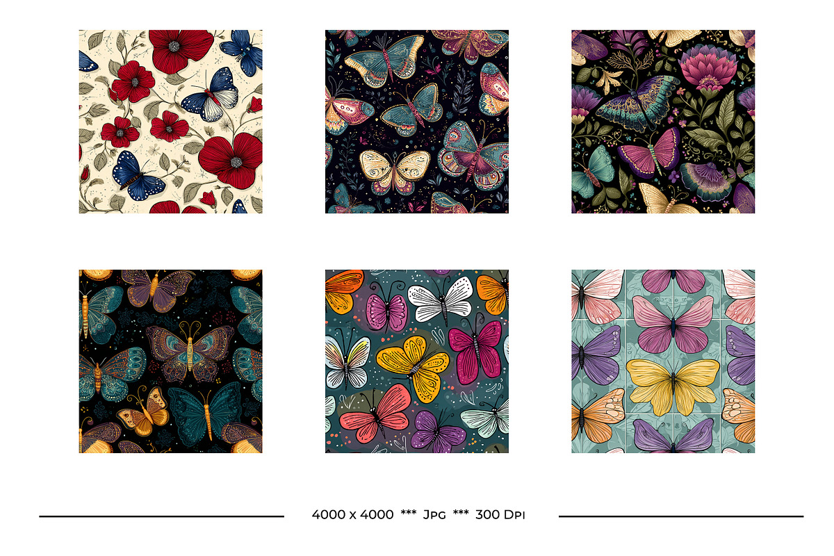 Butterfly Retro Art Style Patterns, a Pattern Graphic by karenfoleyphoto (Photo 6 of 16)