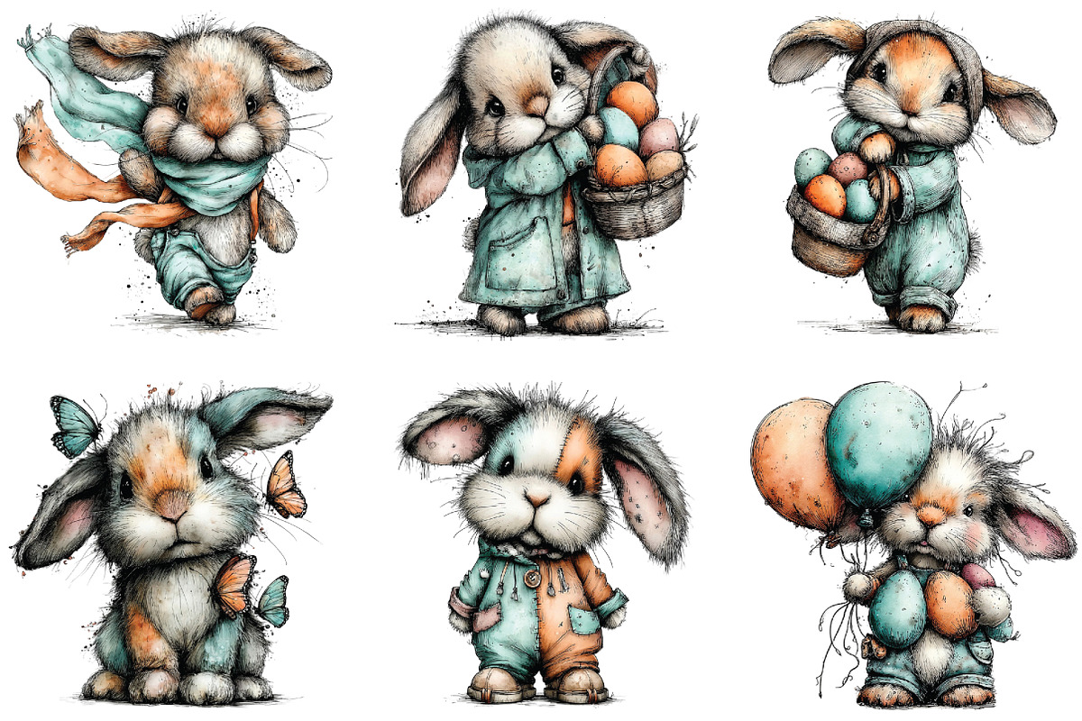 Whimsical Bunny Easter Clipart, an Illustration by CraftArtStudio (Photo 6 of 6)