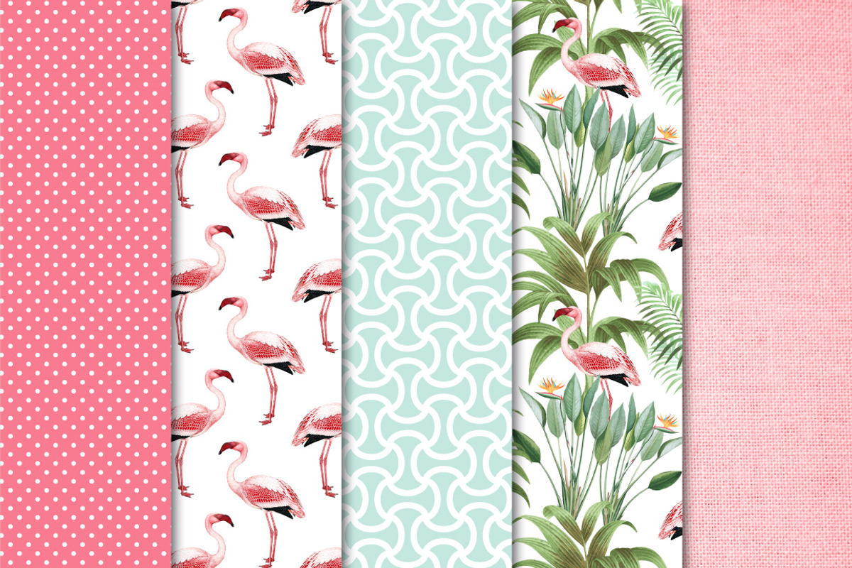 Digital Paper - Pink flamingo, a Pattern Graphic by Maishop (Photo 3 of 3)