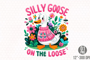 Silly Goose in Pink Sweater PNG, an Illustration by Designking