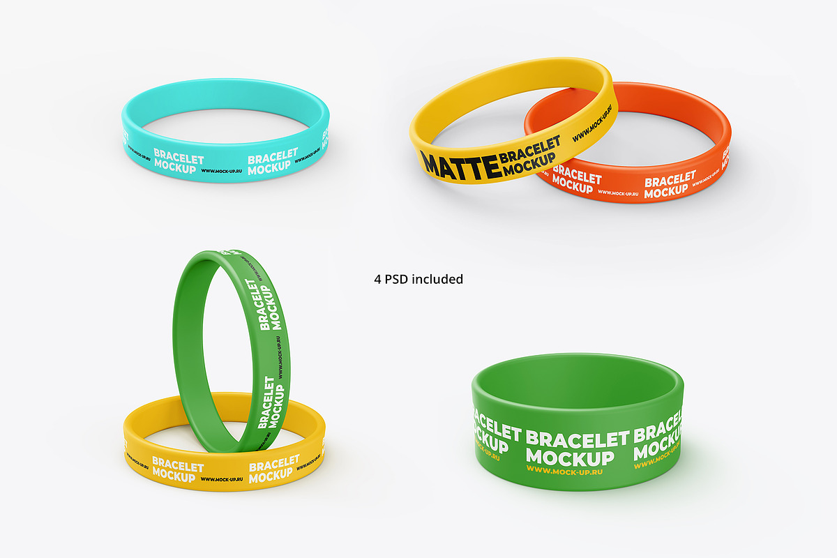 Silicone Wristbands Mockup 4 PSD, a Product Mockup by easymock (Photo 4 of 4)