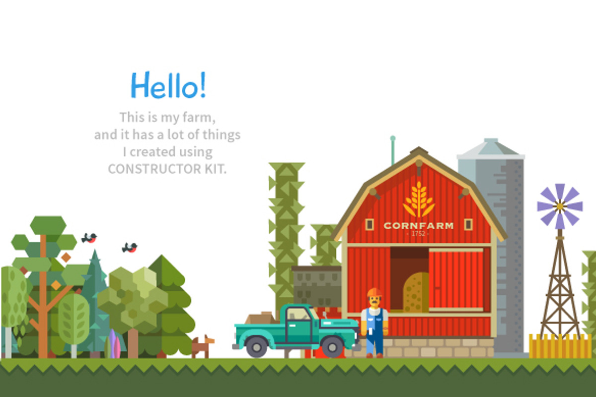 Construct your city, flat vector KIT, a Food Illustration by Oleg Beresnev (Photo 4 of 4)