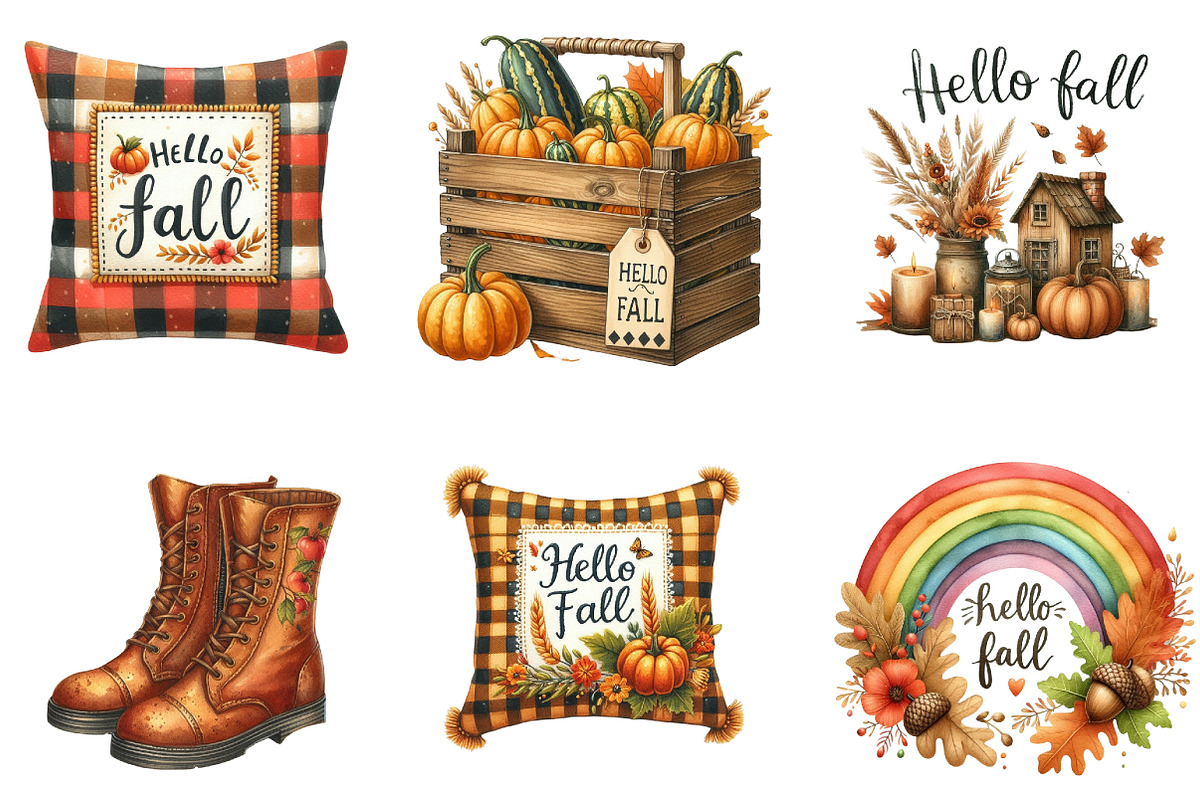 Hello Fall Sublimation Clipart, an Illustration by DreamArtGraphic (Photo 3 of 6)
