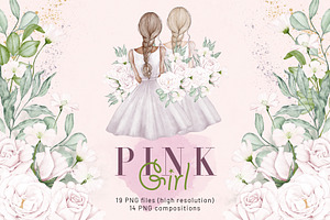 Wedding Roses Clipart, Girl Birthday