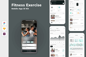 Fitness Exercise Mobile App UI Kit, an UI Kit Template by uicube