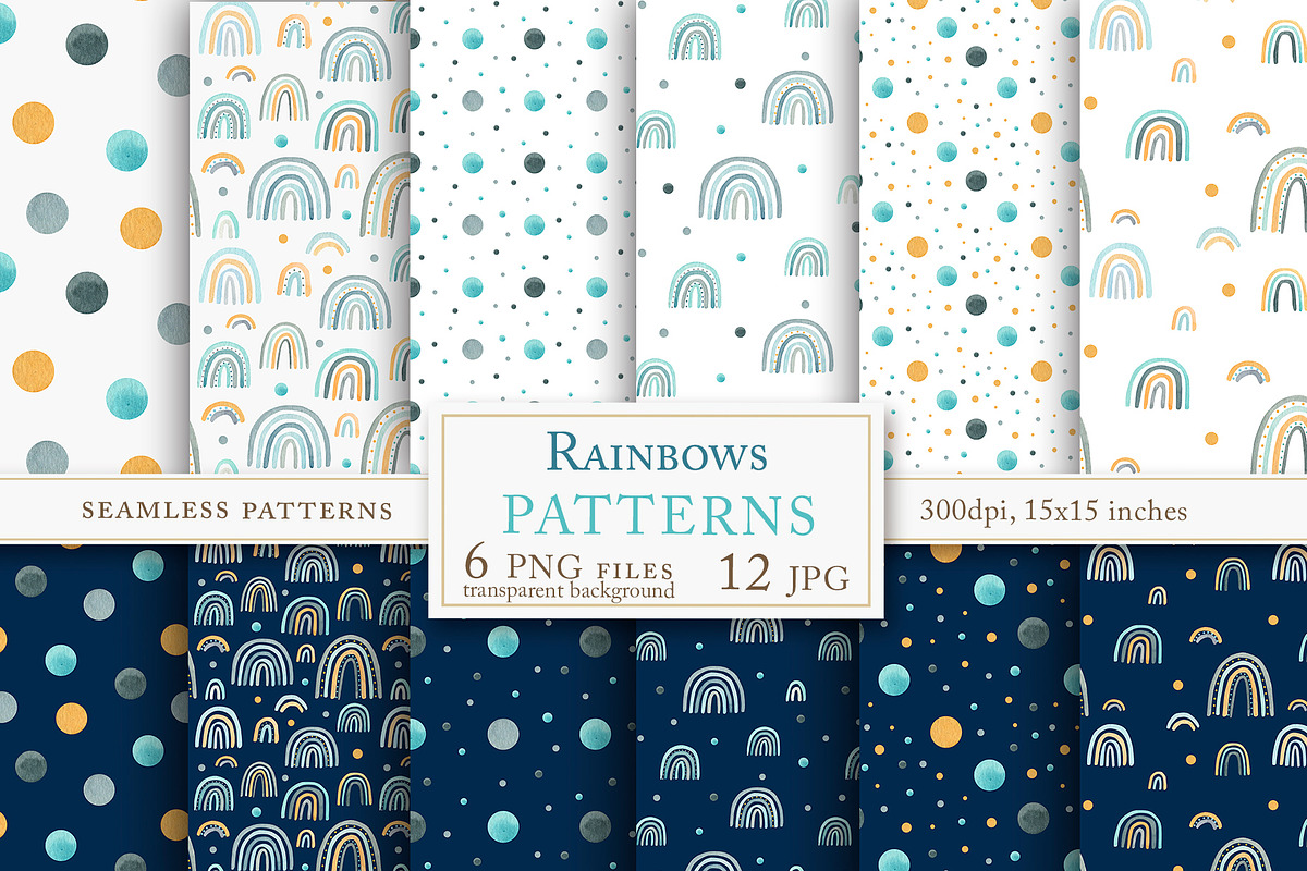 Watercolor RAINBOWS BUNDLE sale, a Pattern Graphic by svetlanaARTdreams (Photo 3 of 16)