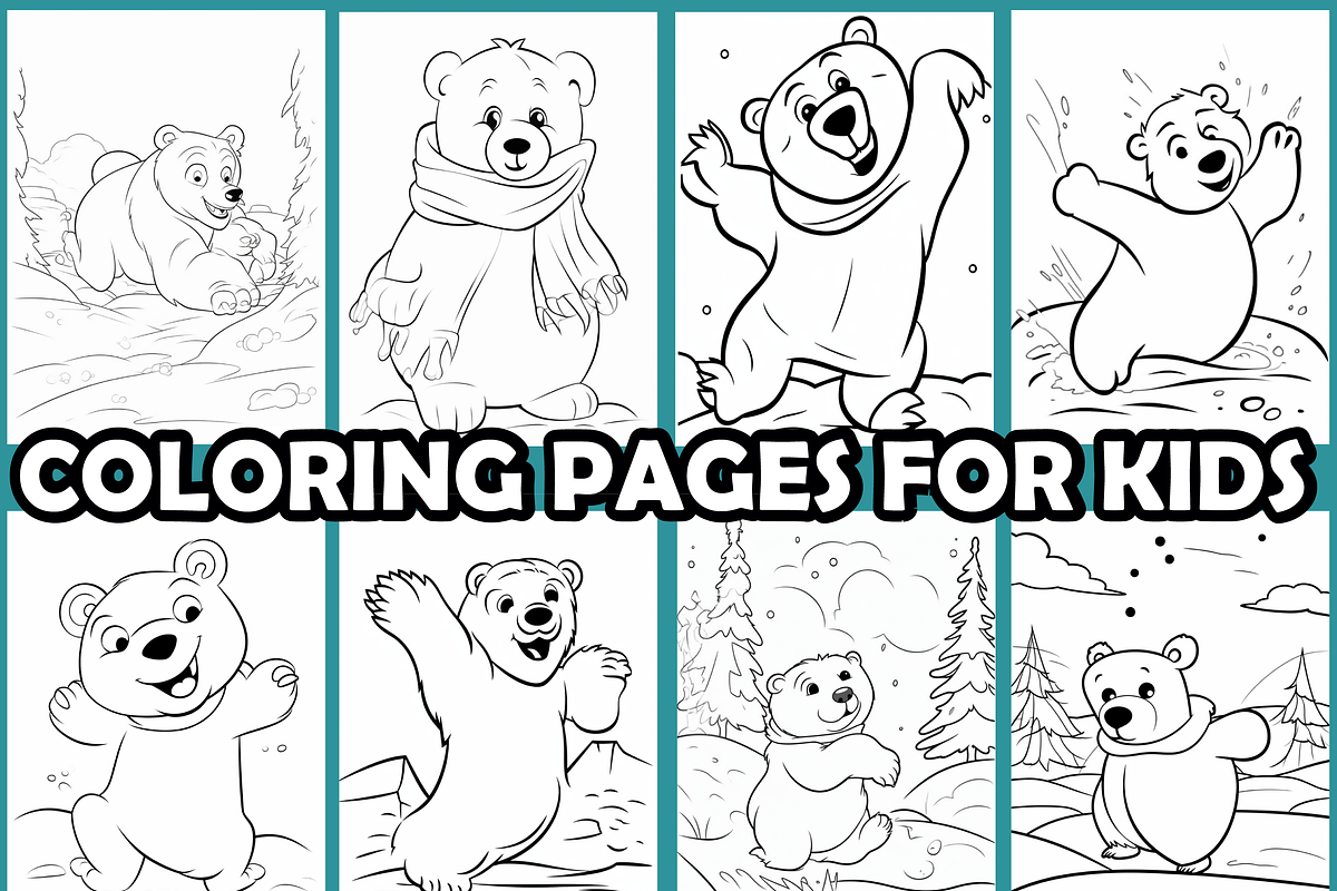 Snoy Bear Playing Coloring Pages, an Animal Illustration by martinblan (Photo 3 of 4)